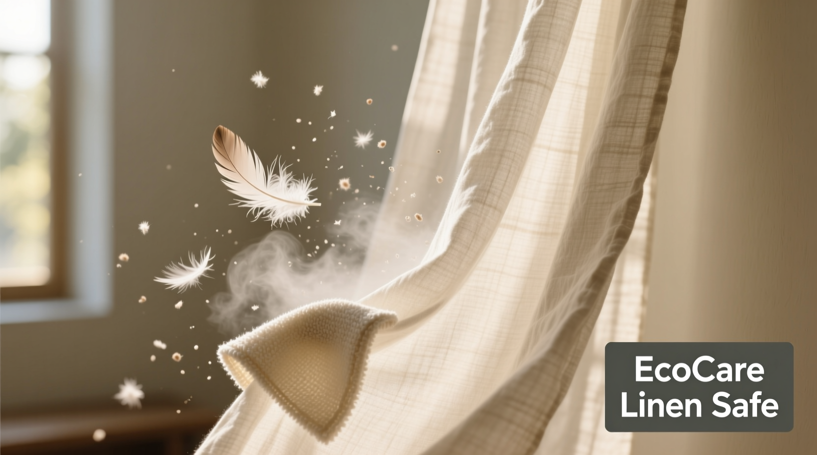 how to remove feather dander from linen curtains