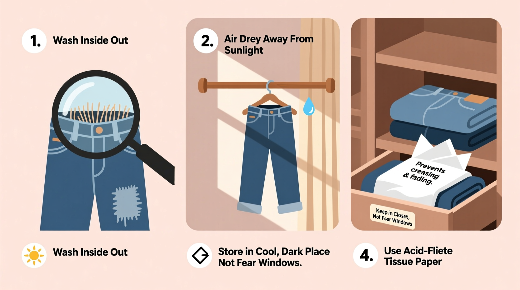 how to store jeans to prevent fading and maintain their original color