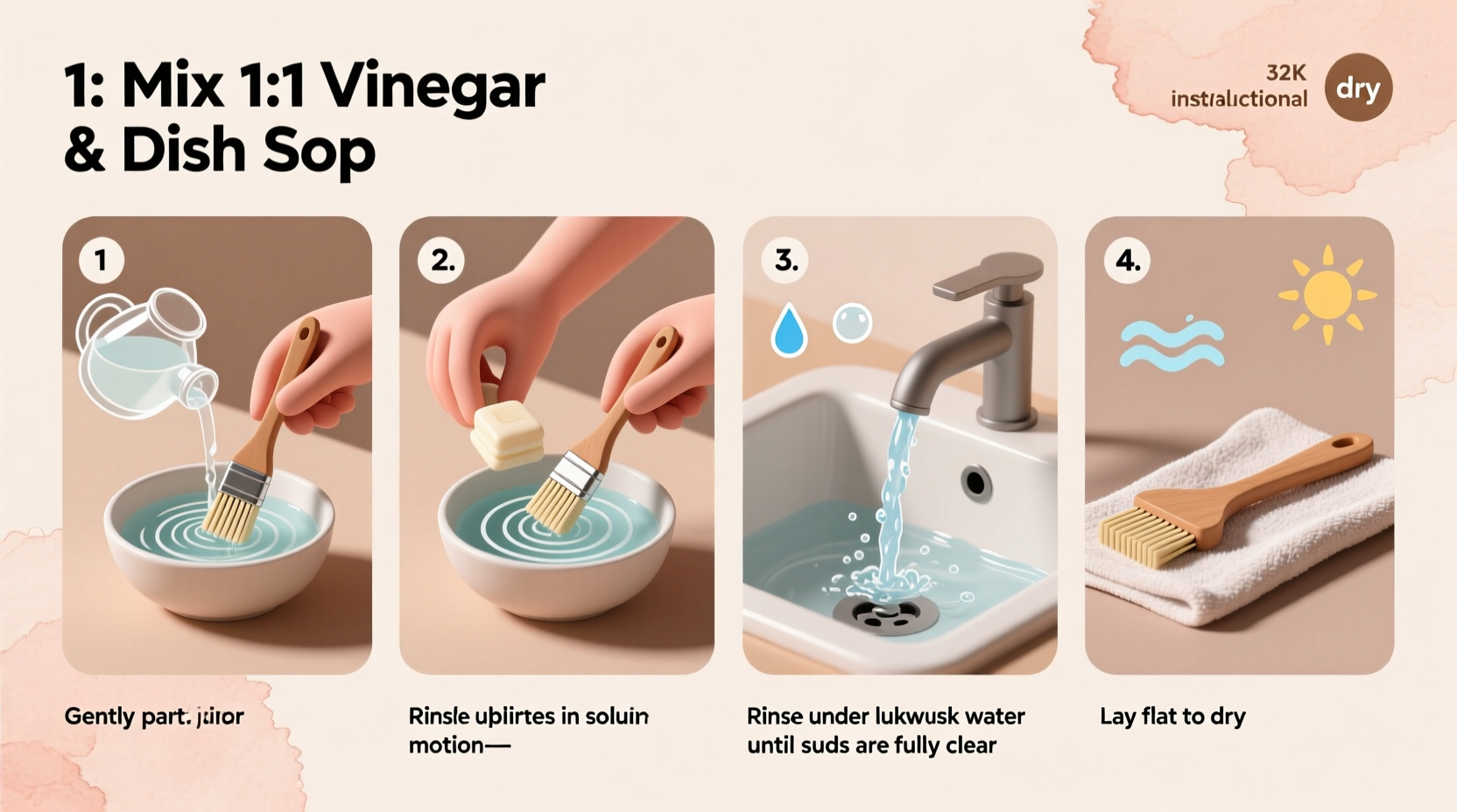 how to deep clean makeup brushes using vinegar and dish soap safely