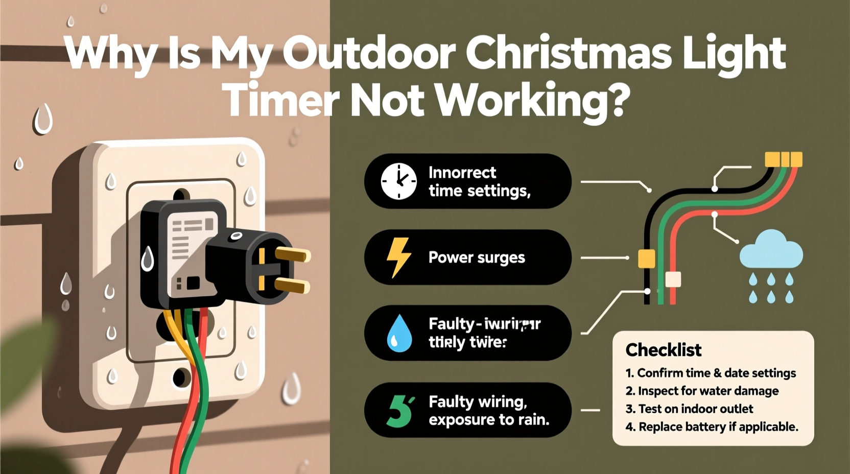 why is my outdoor christmas light timer not working properly