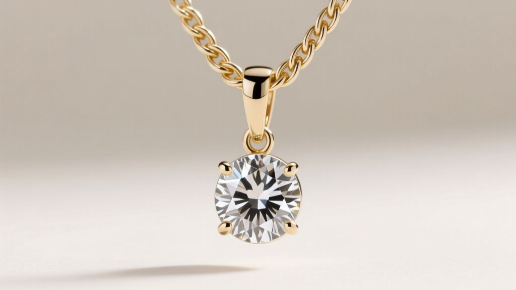 Macro shot of a thin 14k white gold cable chain attached to a heavy bezel-set diamond pendant, highlighting weight imbalance.