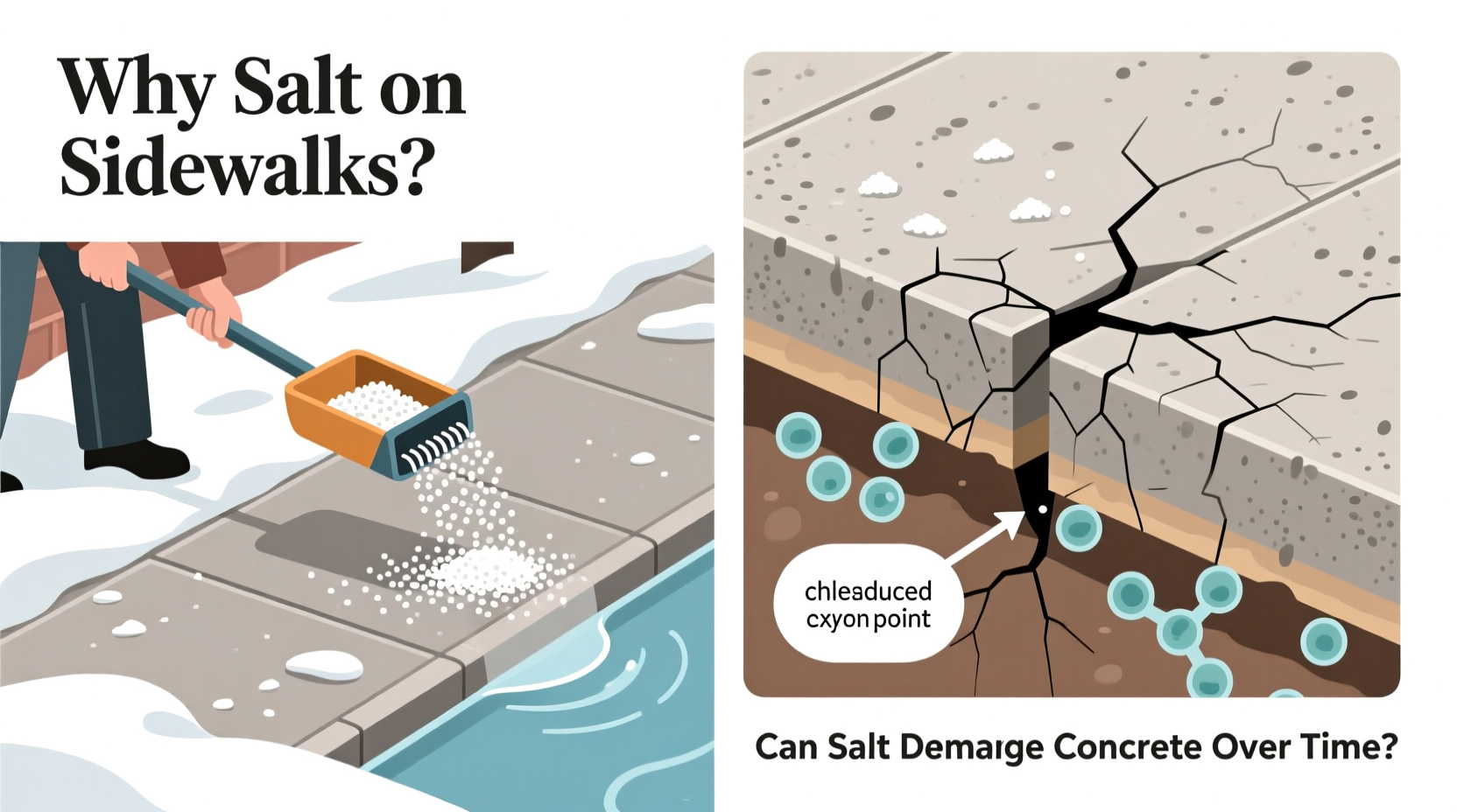 why do people put salt on sidewalks and can it damage concrete over time