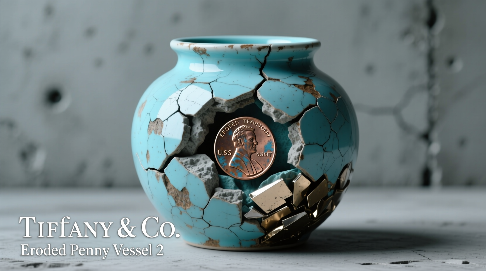 daniel arsham with the tiffany arsham studio eroded penny vessel 2