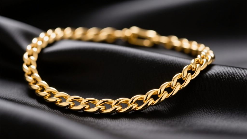 Close-up of a solid 18k yellow gold foxtail chain necklace draped over black silk, highlighting the intricate woven V-shaped links.