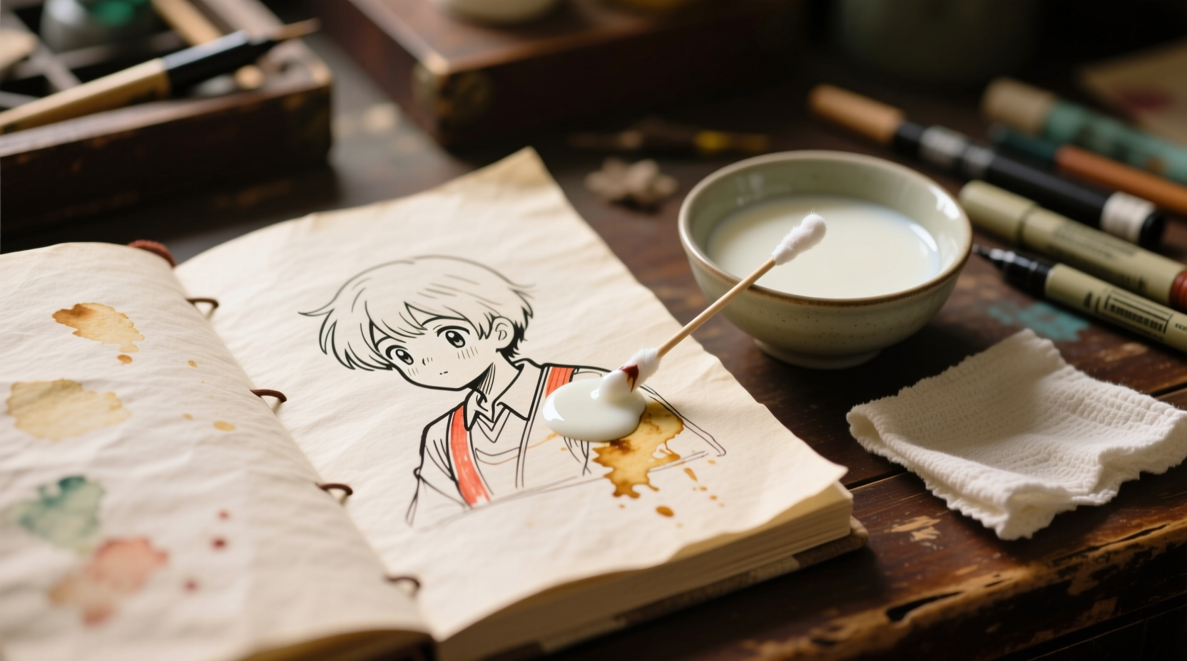 eco friendly marker stain removal for sketchbooks