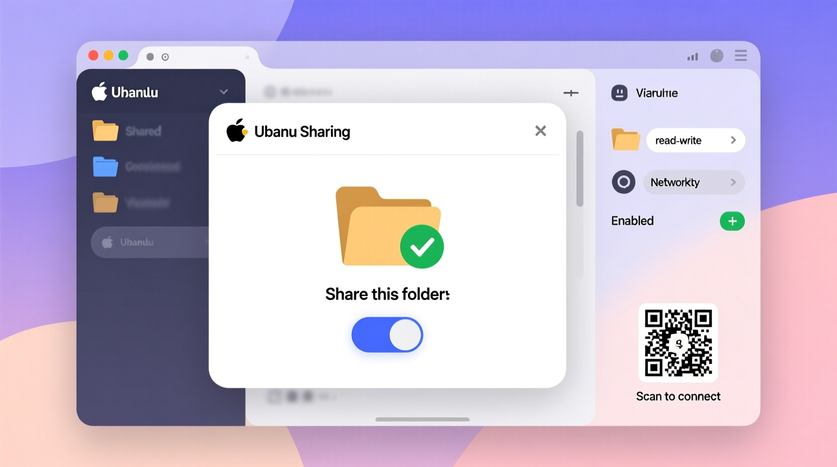 set up file sharing in ubuntu no terminal or config fi