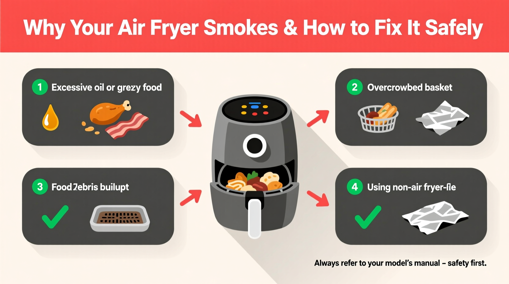 why does my air fryer smoke when i use it and how to stop it safely