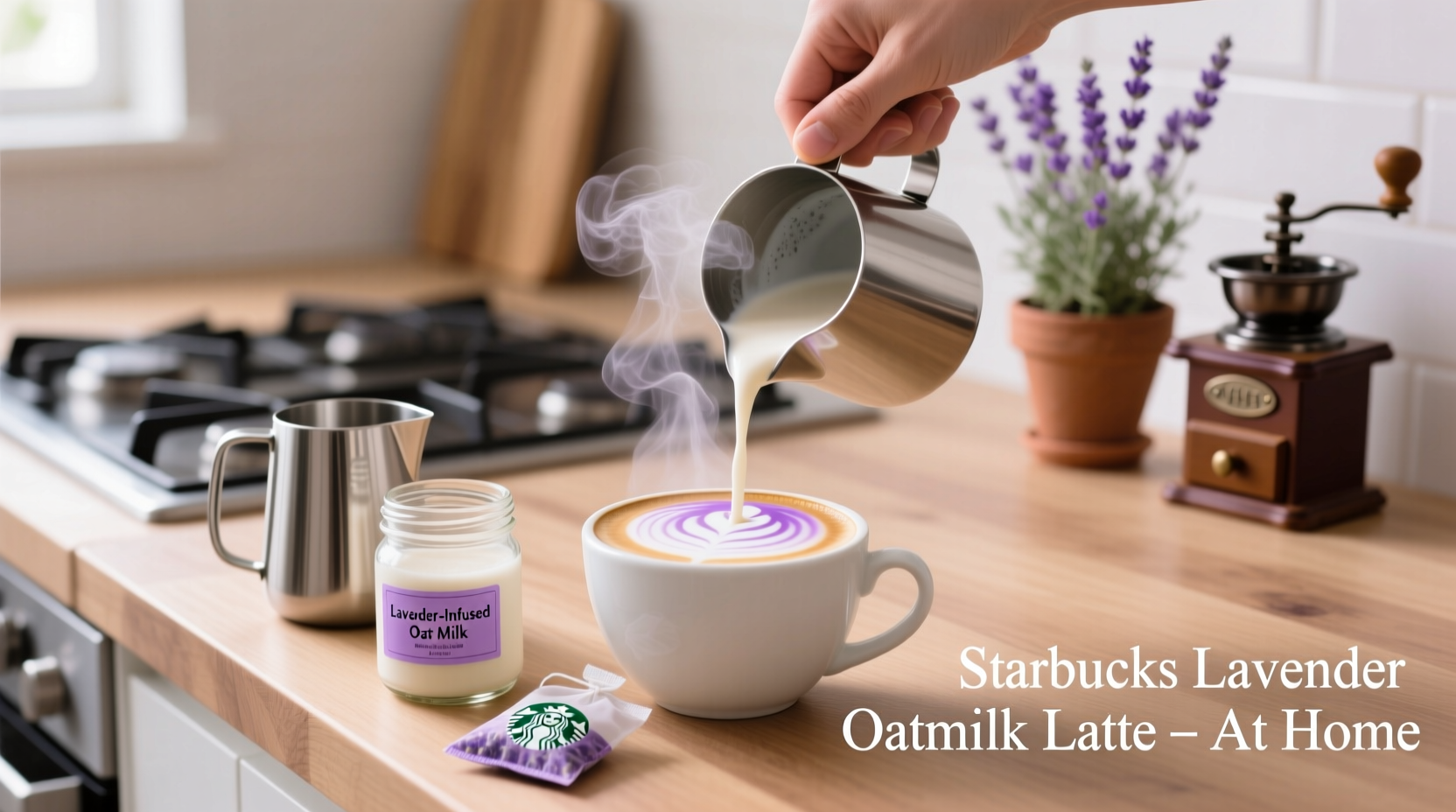DIY Lavender Oatmilk Latte Recipe | TheHomeSprouts