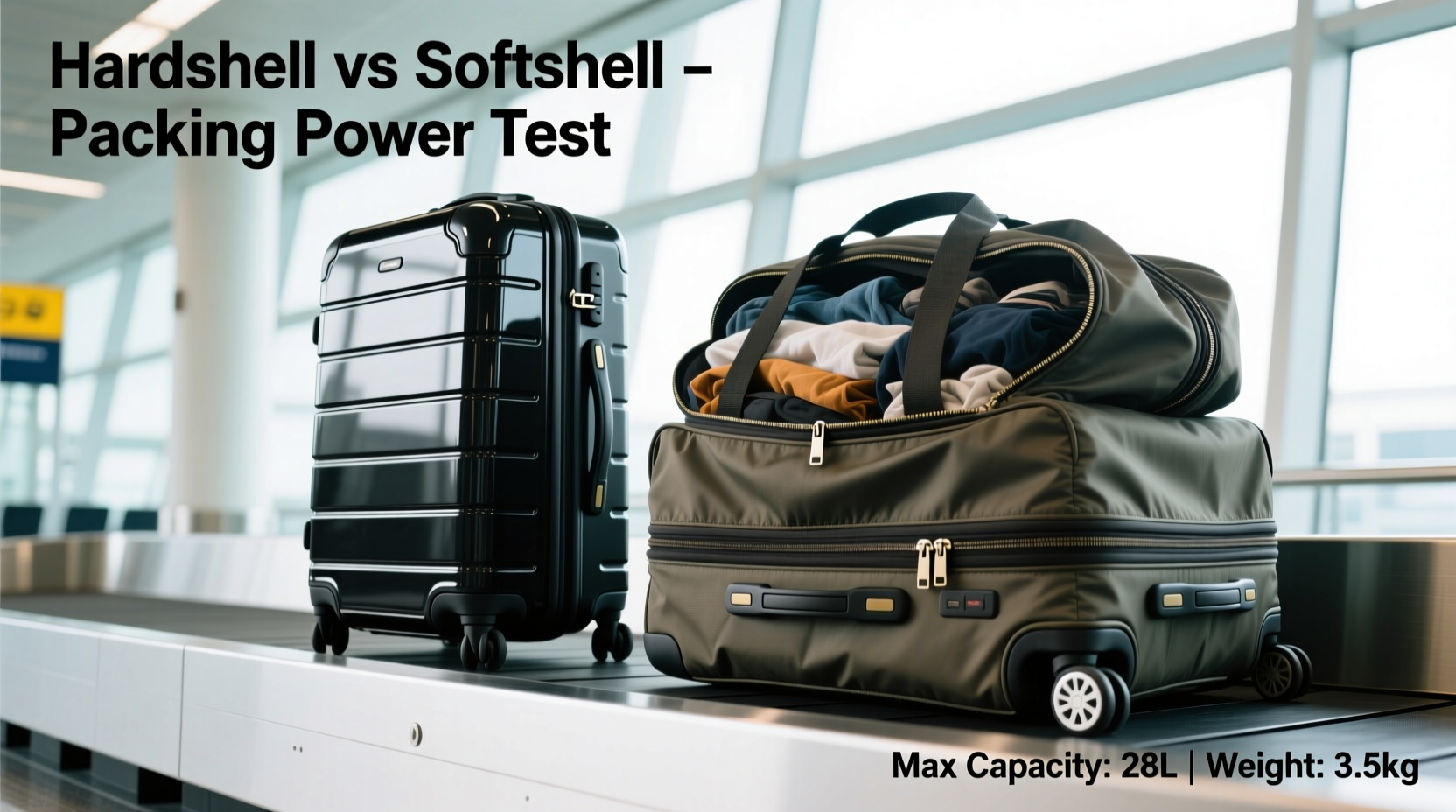 hardshell vs softshell luggage for carry on stuffing capability comparison