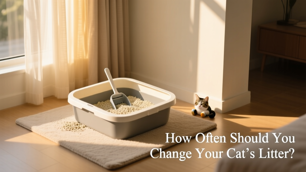 A clean, well-maintained litter box with fresh clumping litter in a quiet corner of a home