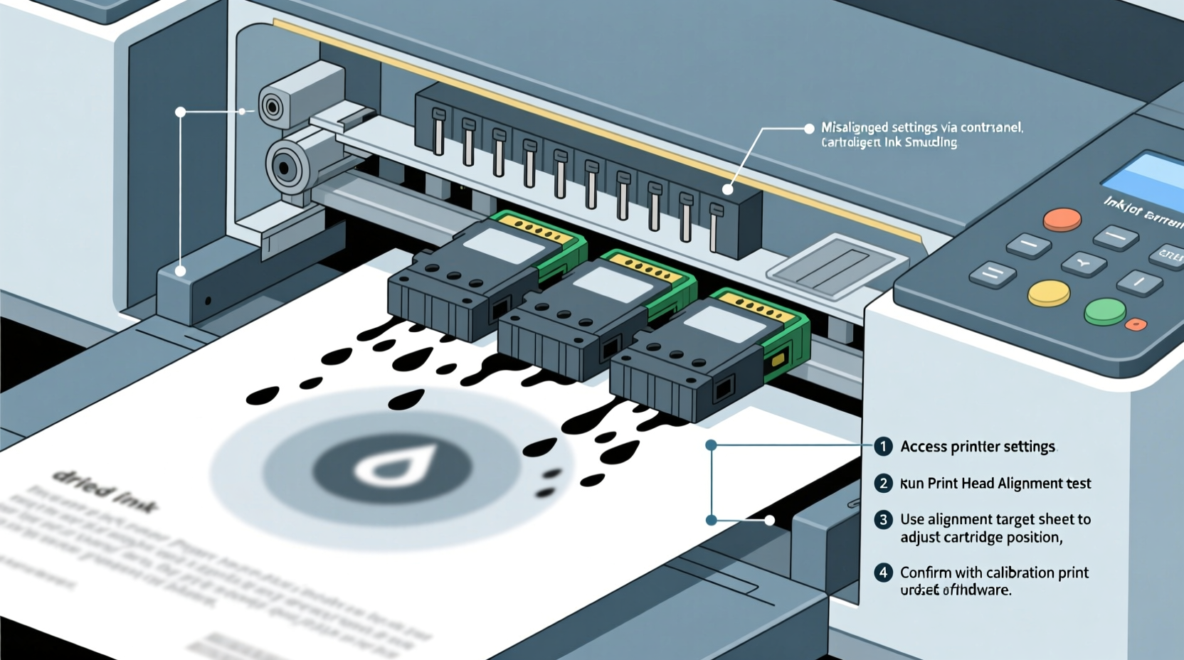 why does my printer smudge pages and how to align cartridges correctly