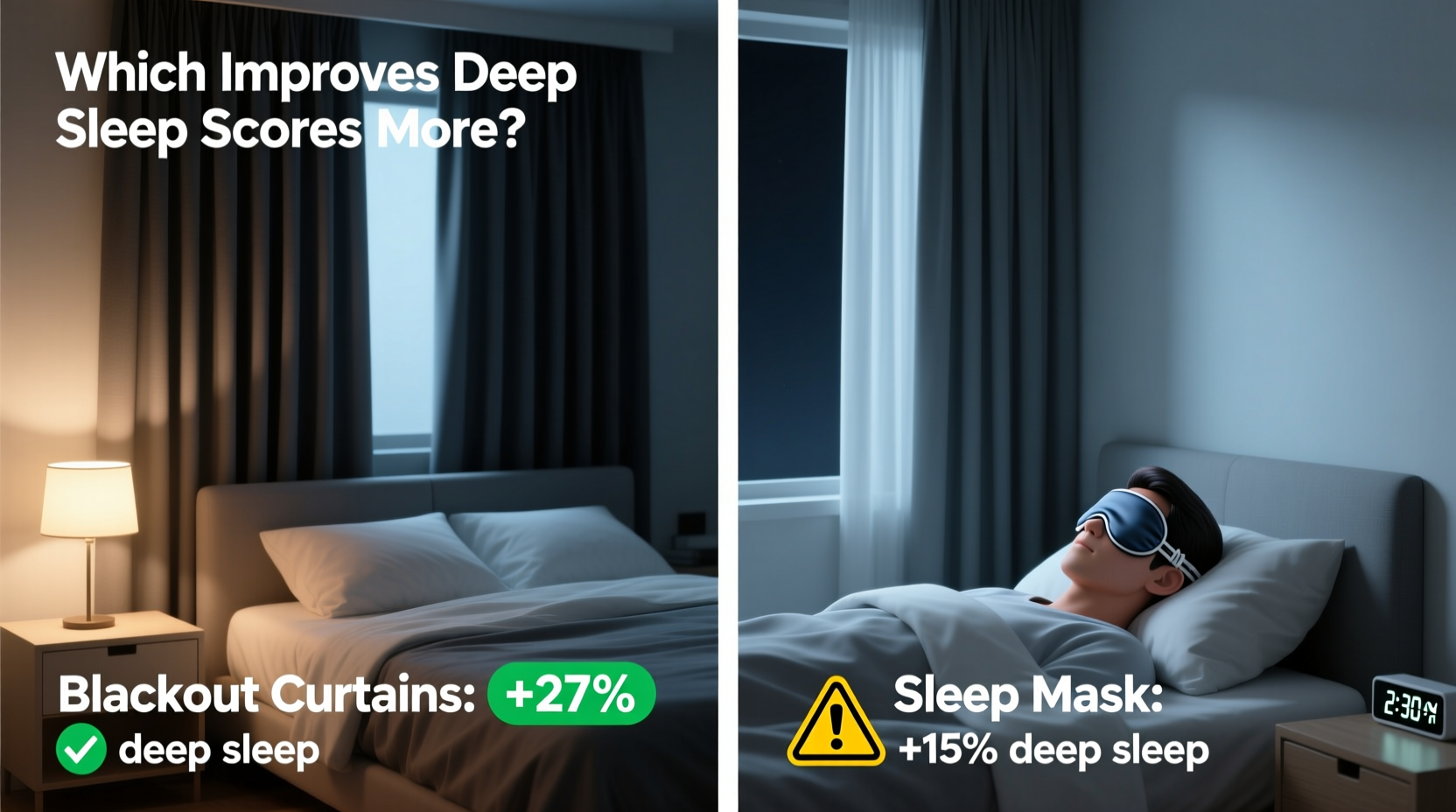 blackout curtains vs sleep mask which one improves deep sleep scores more