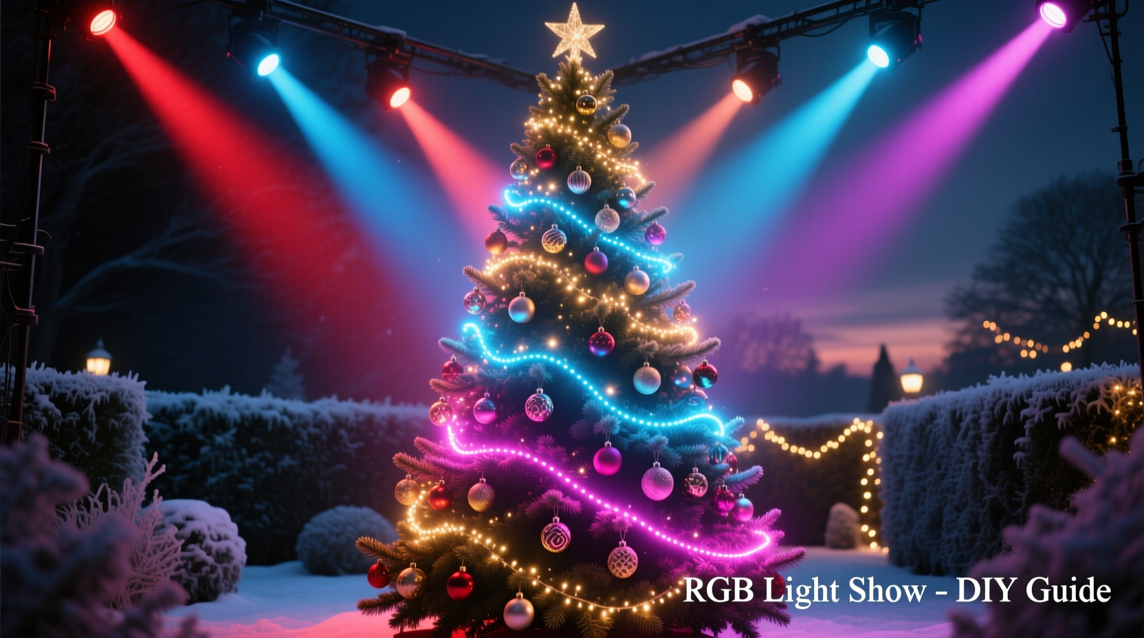 how to create a color changing christmas tree with rgb spotlights