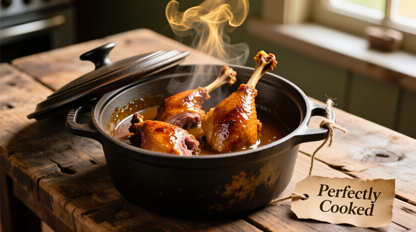 Perfectly cooked turkey necks in cast iron pot