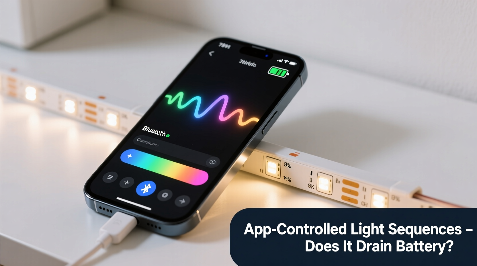 do programmable light sequences drain phone battery when connected via app