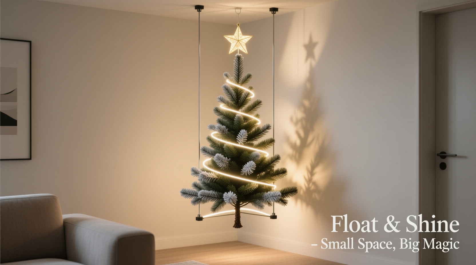 how to build a floating corner christmas tree display for small spaces