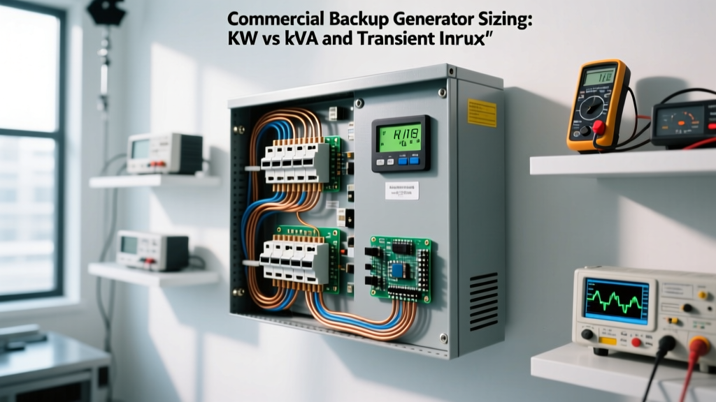 Commercial Backup Generator Sizing: kW vs kVA and Transient Inrush