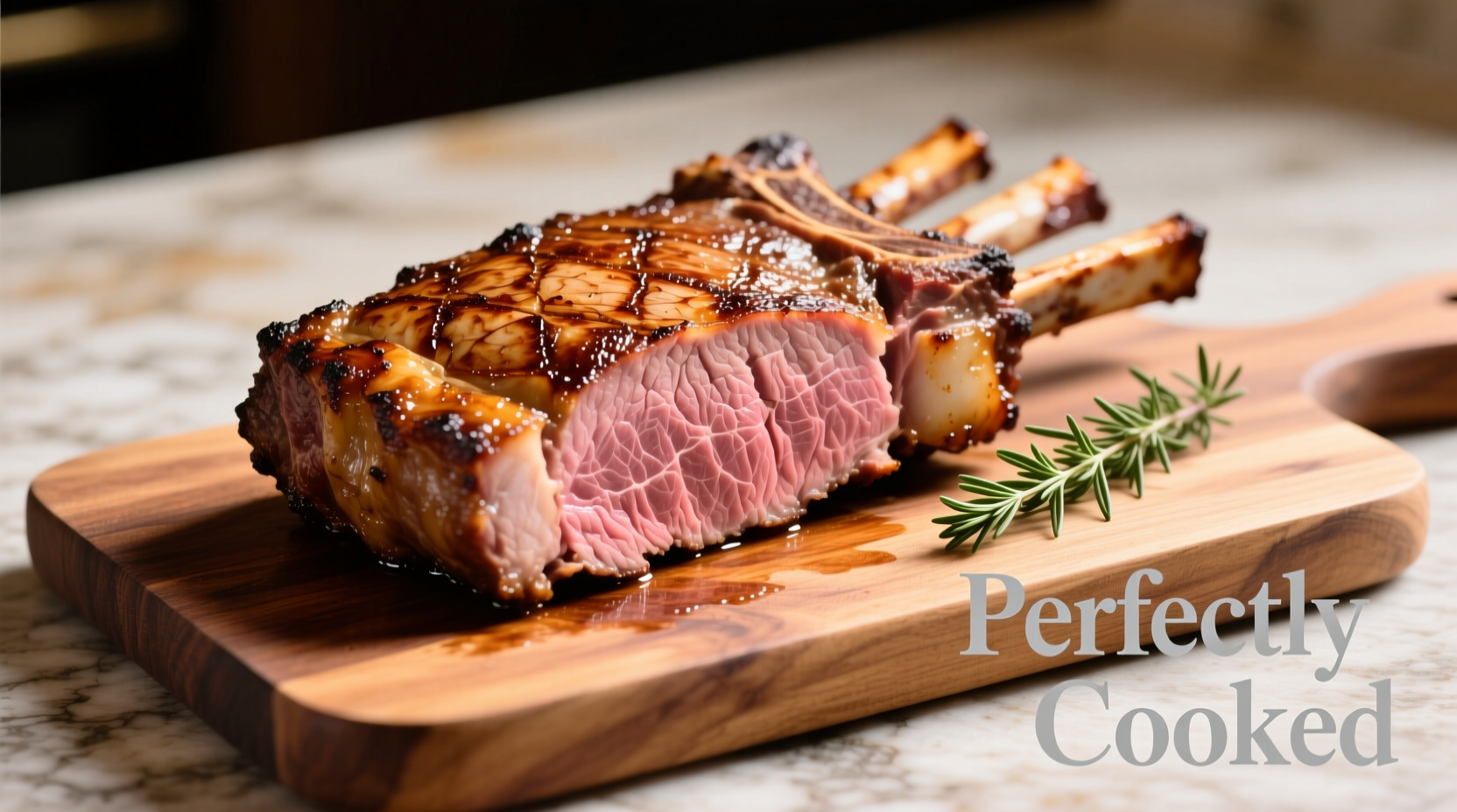 Perfectly cooked small prime rib with golden crust