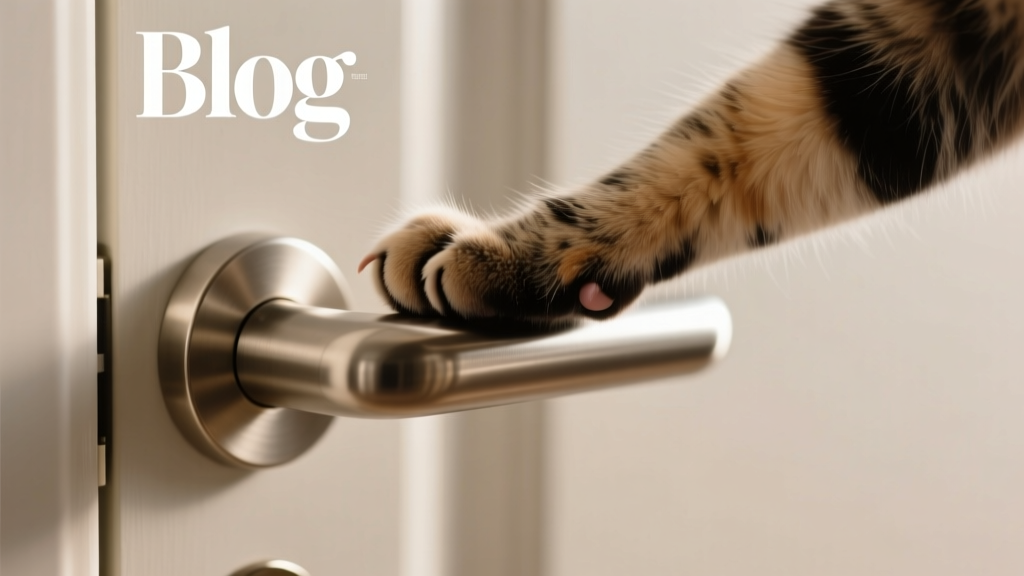 Cat Paw Holding the Door Handle: Exit Request