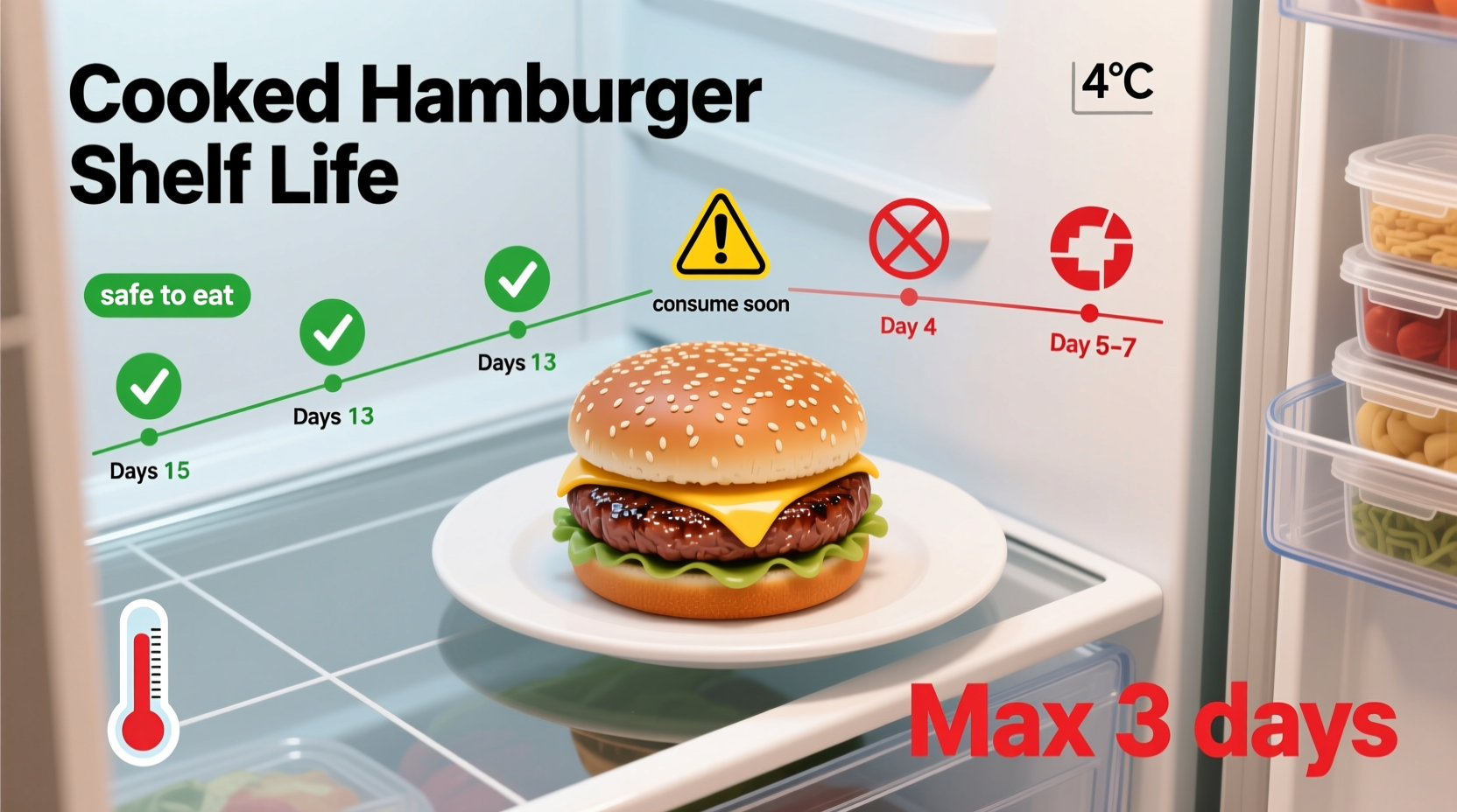how long is cooked hamburger good in the fridge