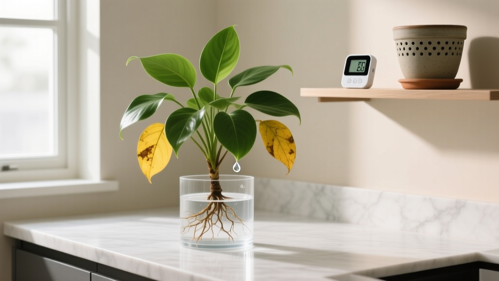 Self-Watering Indoor Plants with Yellow Leaves