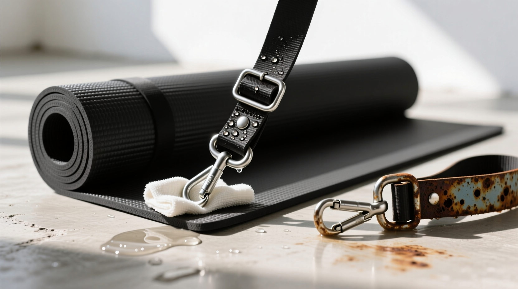 how to wash yoga mat straps without rusting buckles