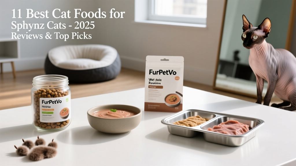 Side-by-side comparison of FurPetVo dry kibble, wet pate, and raw boosters on a clean white surface