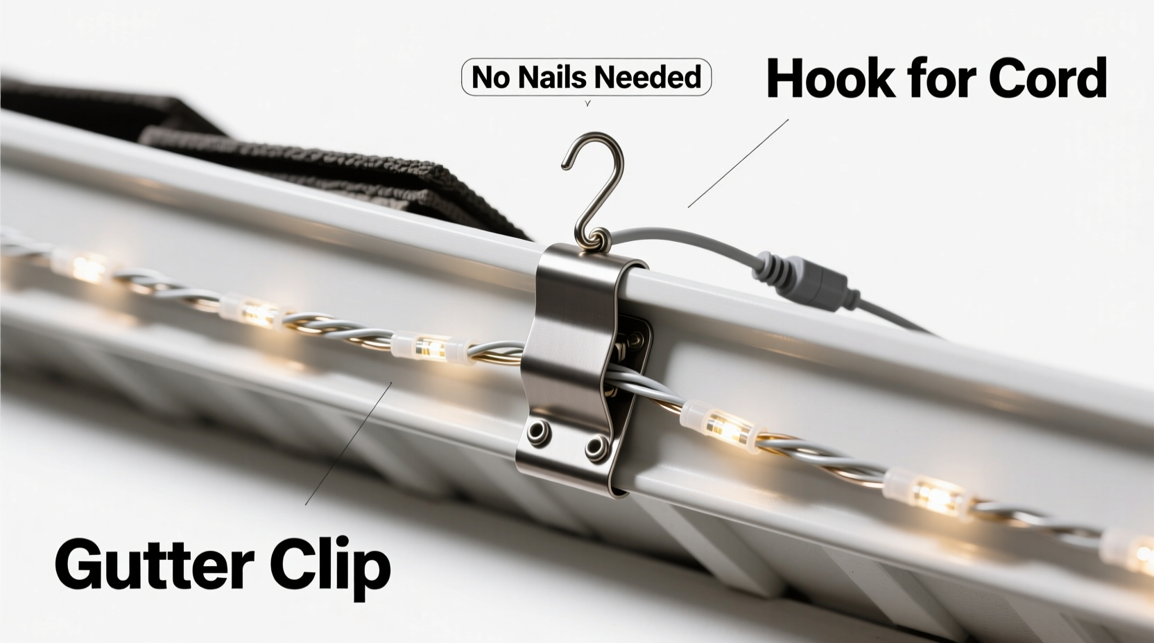 how to hang outdoor lights without nails using gutter clips and hooks