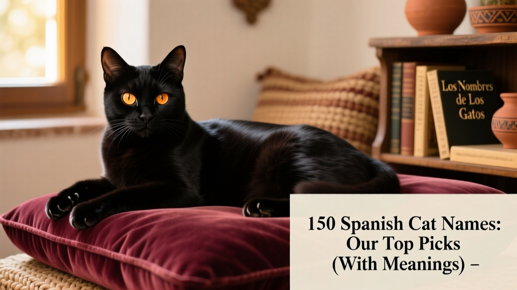 A sleek black female cat lounging elegantly on a velvet cushion, eyes alert and expressive