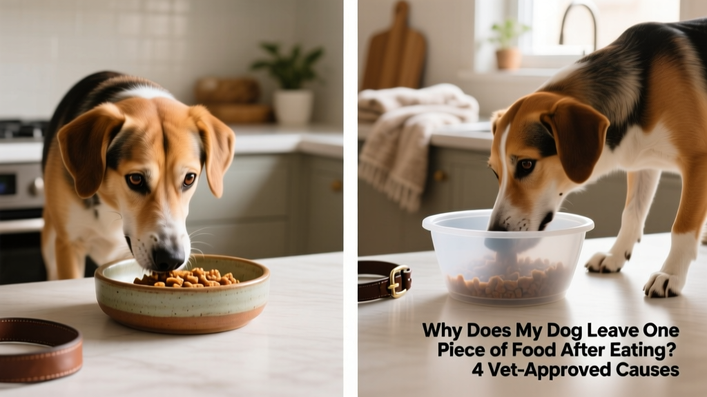 Side-by-side comparison of a dog eating from a shallow ceramic bowl versus a deep plastic bowl, highlighting how bowl shape affects access to food
