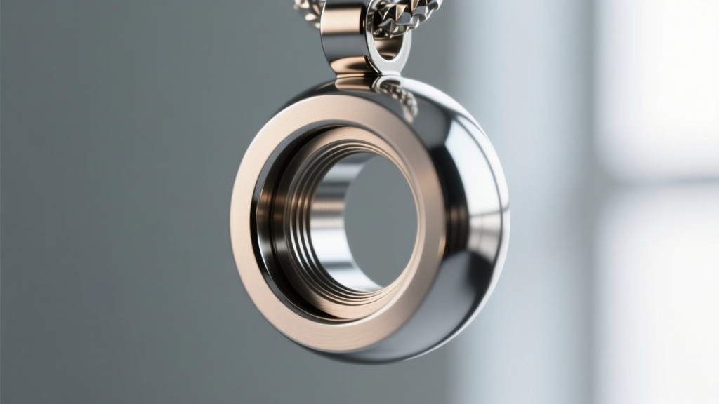 Macro shot of a 5mm inner diameter opening on a steel breathing pendant, revealing a smooth, burr-free interior finish.