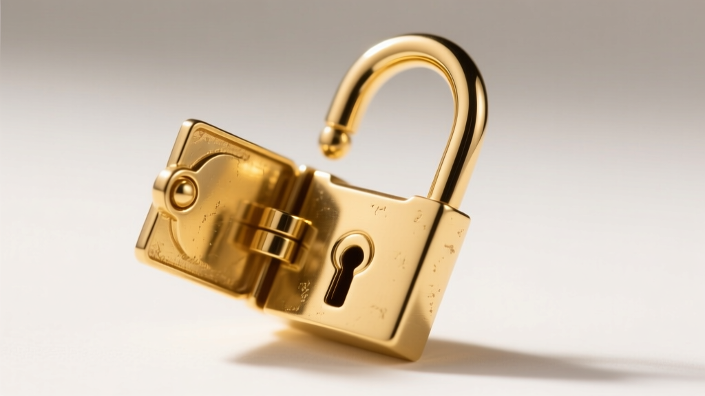 Macro shot of an 18k yellow gold english lock earring clasp opened, highlighting the small metal hinge and curved saddleback wire.