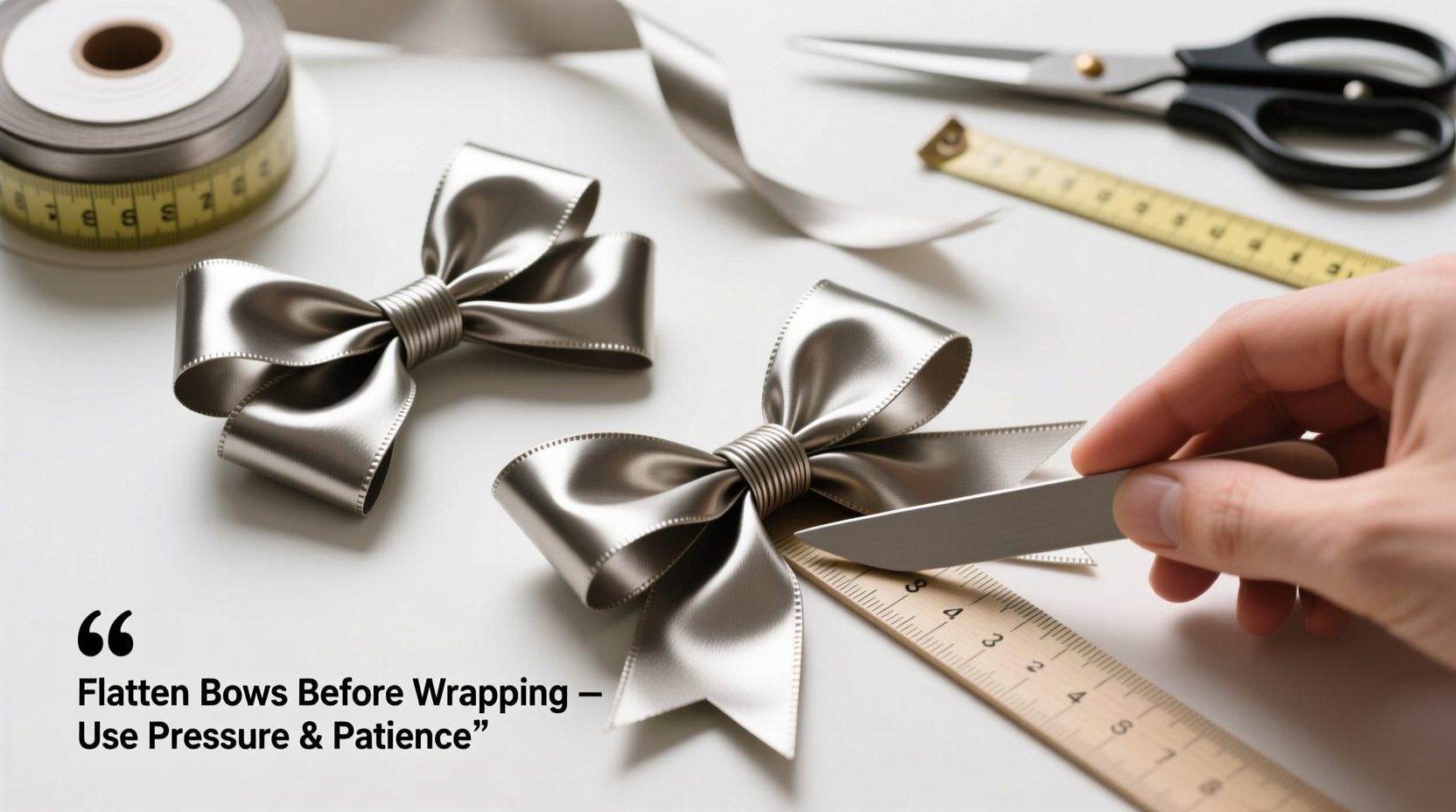 why do my metallic gift bows curl unevenly and how to flatten them before wrapping