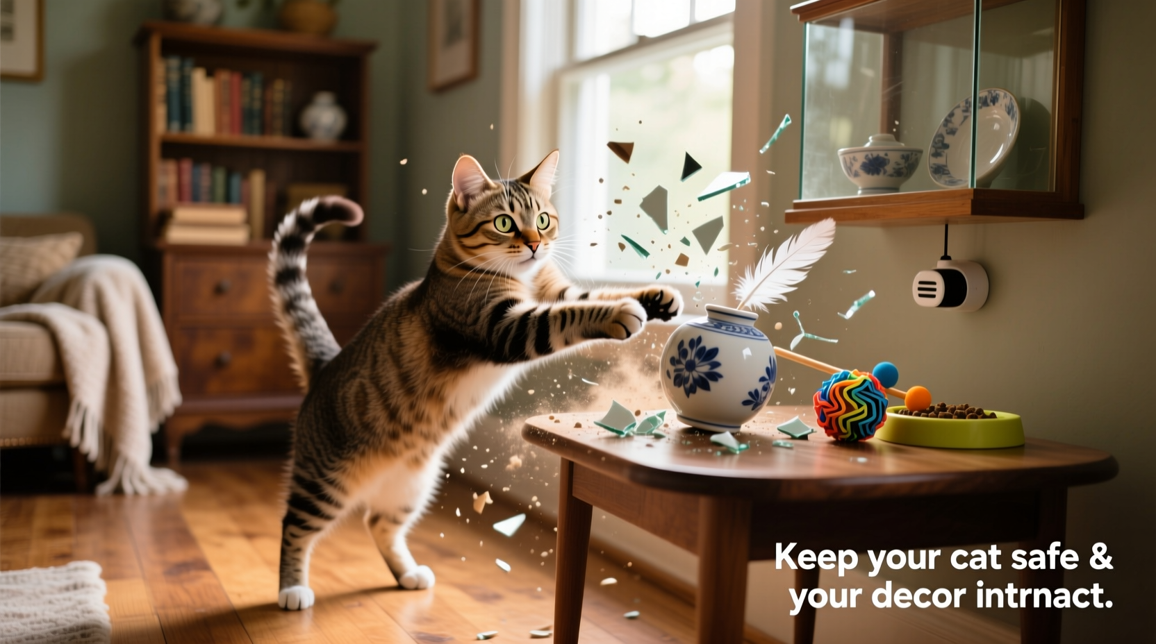 why does my cat knock down delicate ornaments and how to prevent it