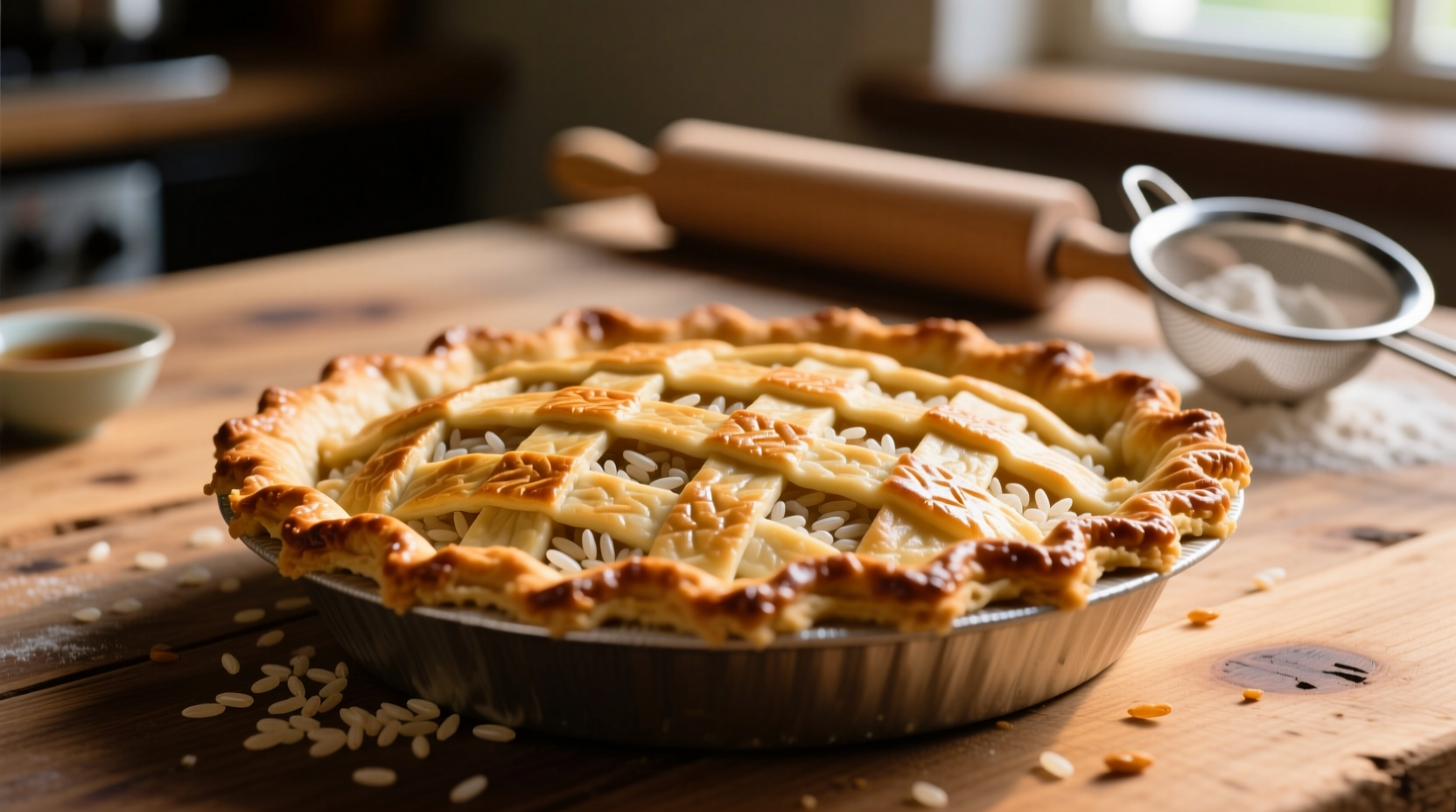 use rice instead of beans to pre bake pie crusts for a