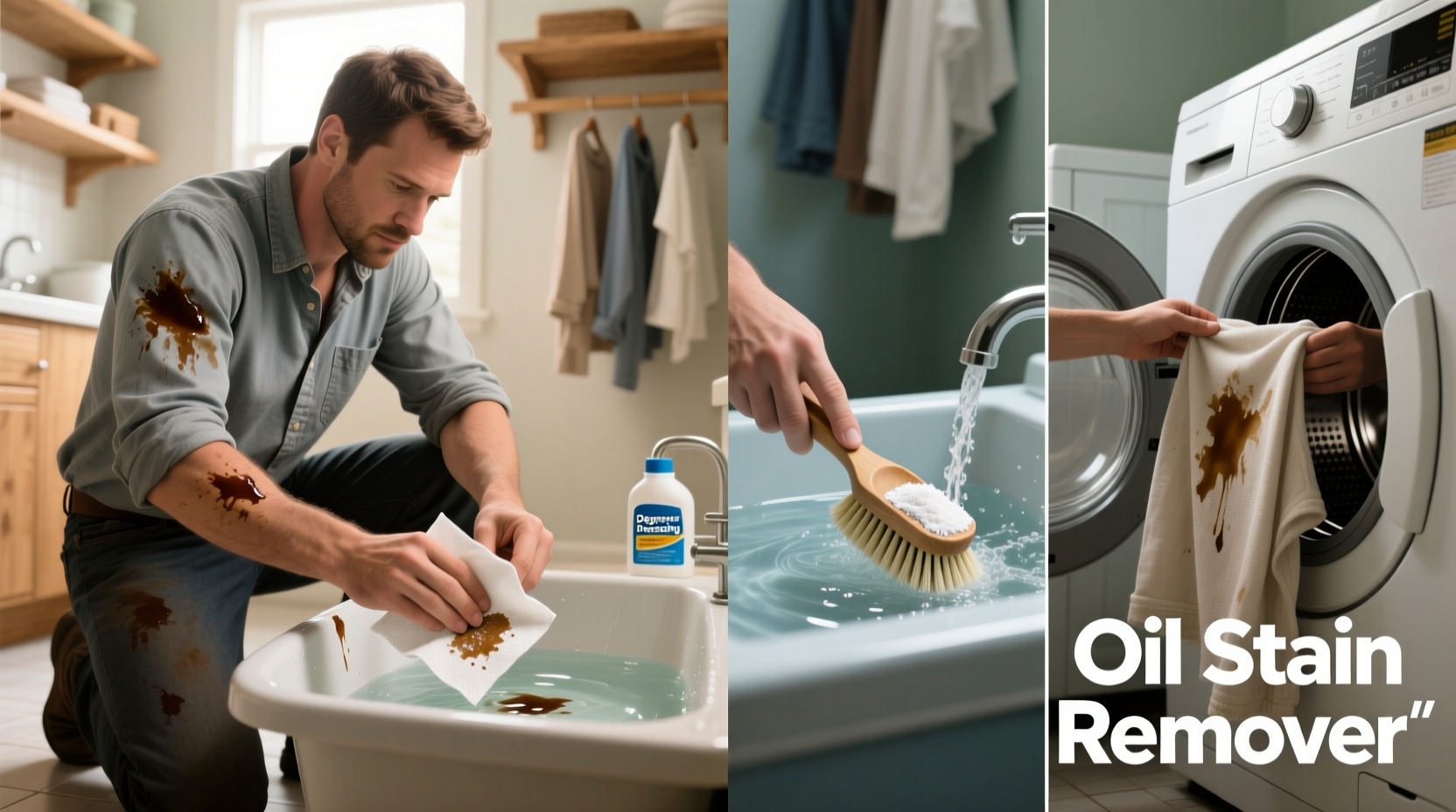 how to get car oil out of clothes