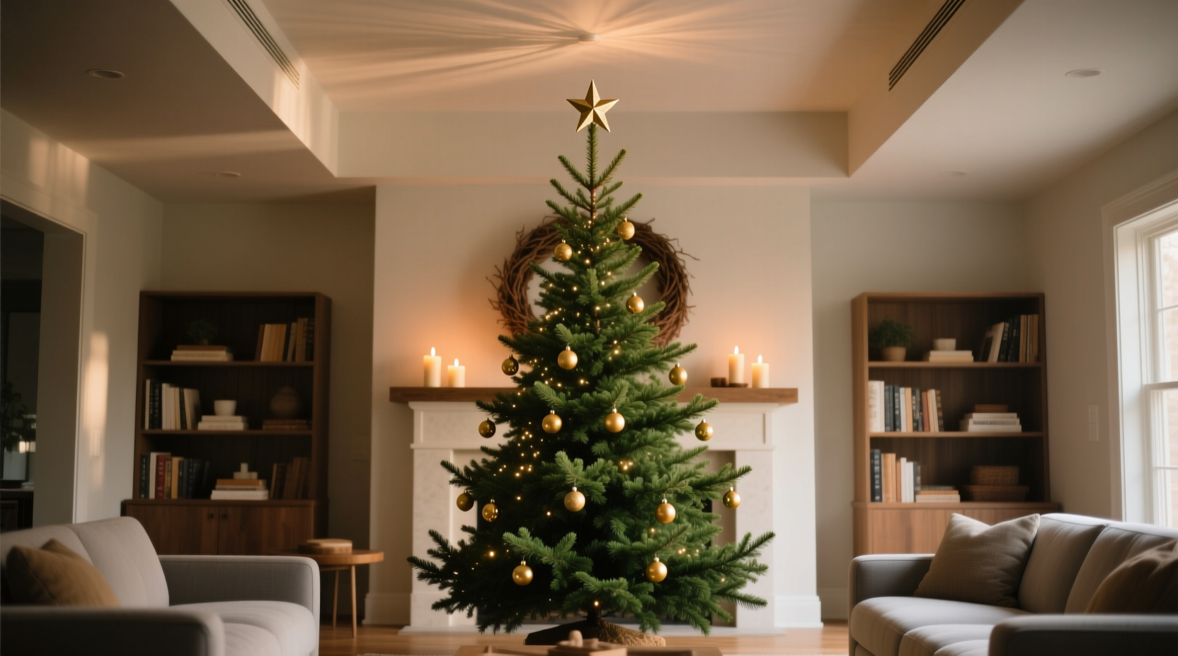 how to pick a christmas tree that fits perfectly between furniture and ceiling