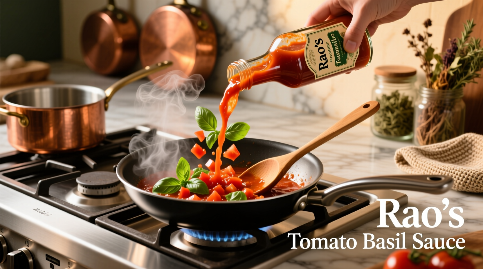 Rao's tomato basil sauce in cooking applications