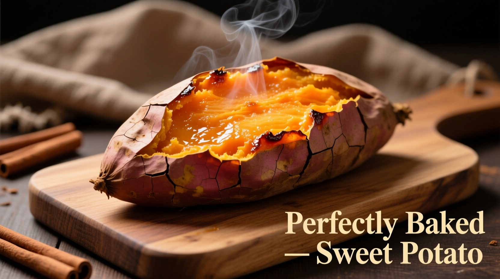 Perfectly baked sweet potato with golden flesh