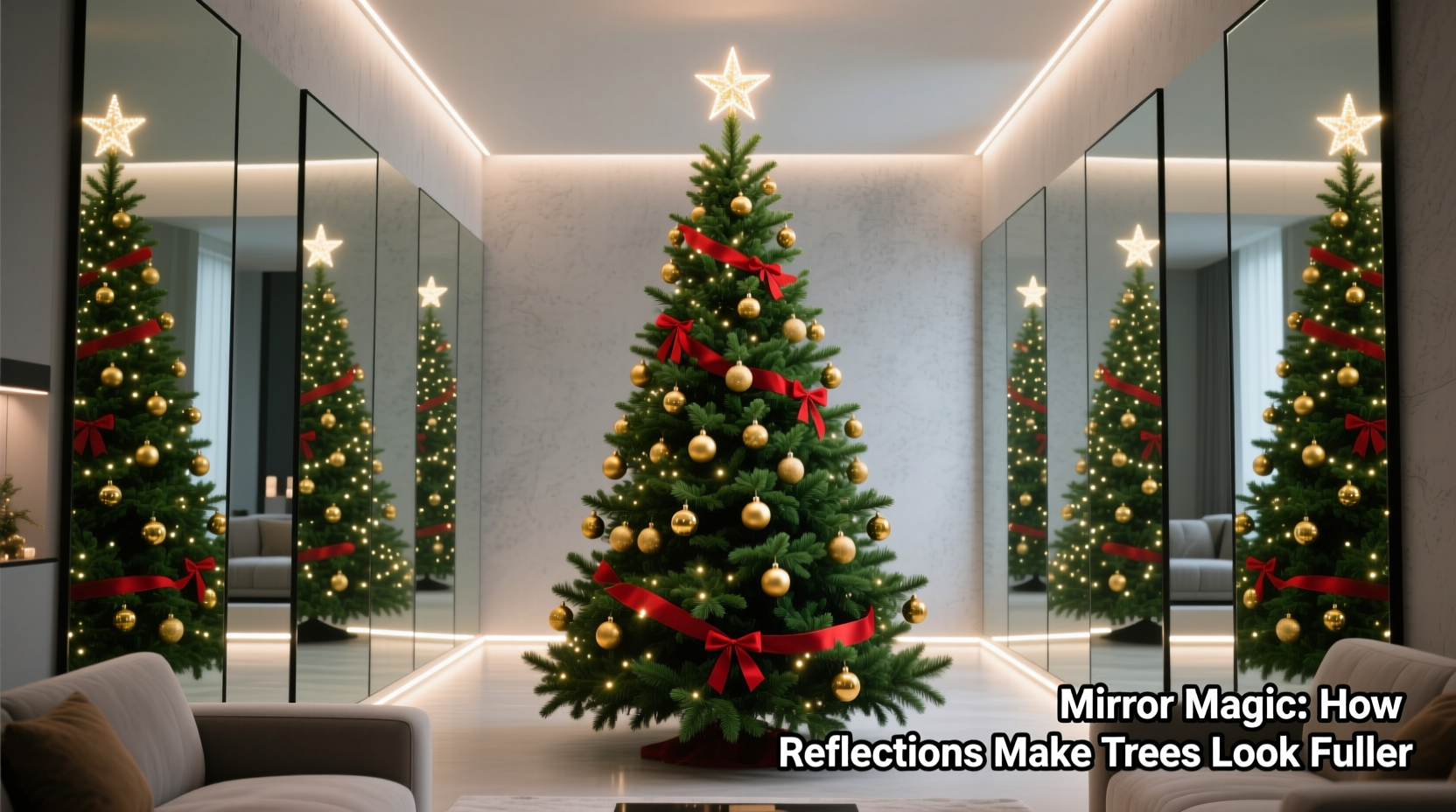 do mirrored backdrops make christmas trees appear fuller illusion tricks