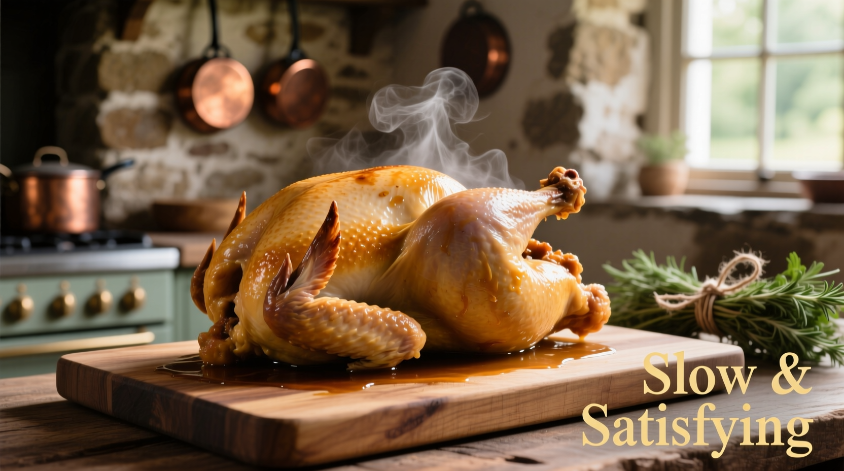 Whole chicken resting after slow cooking