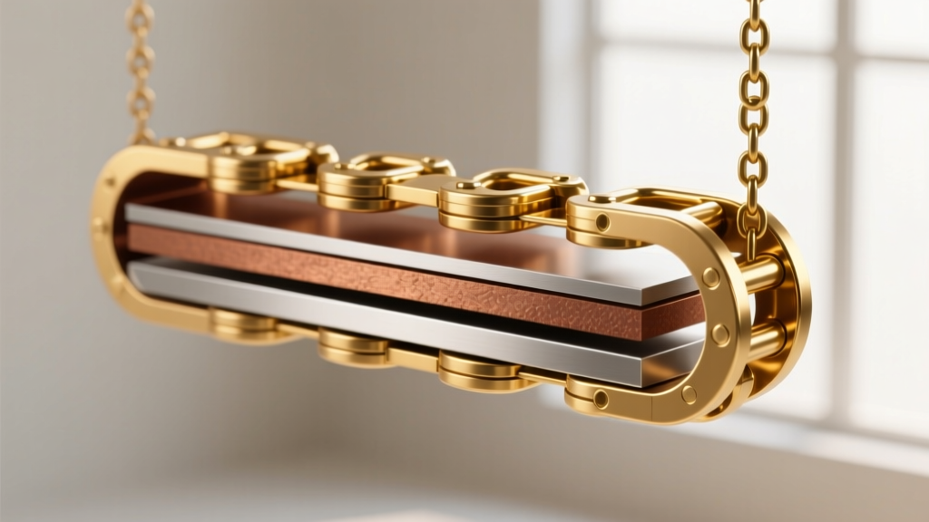 Cross-section illustration of a chain, revealing a brass base, nickel barrier, and a thin gold-tone electroplated outer finish