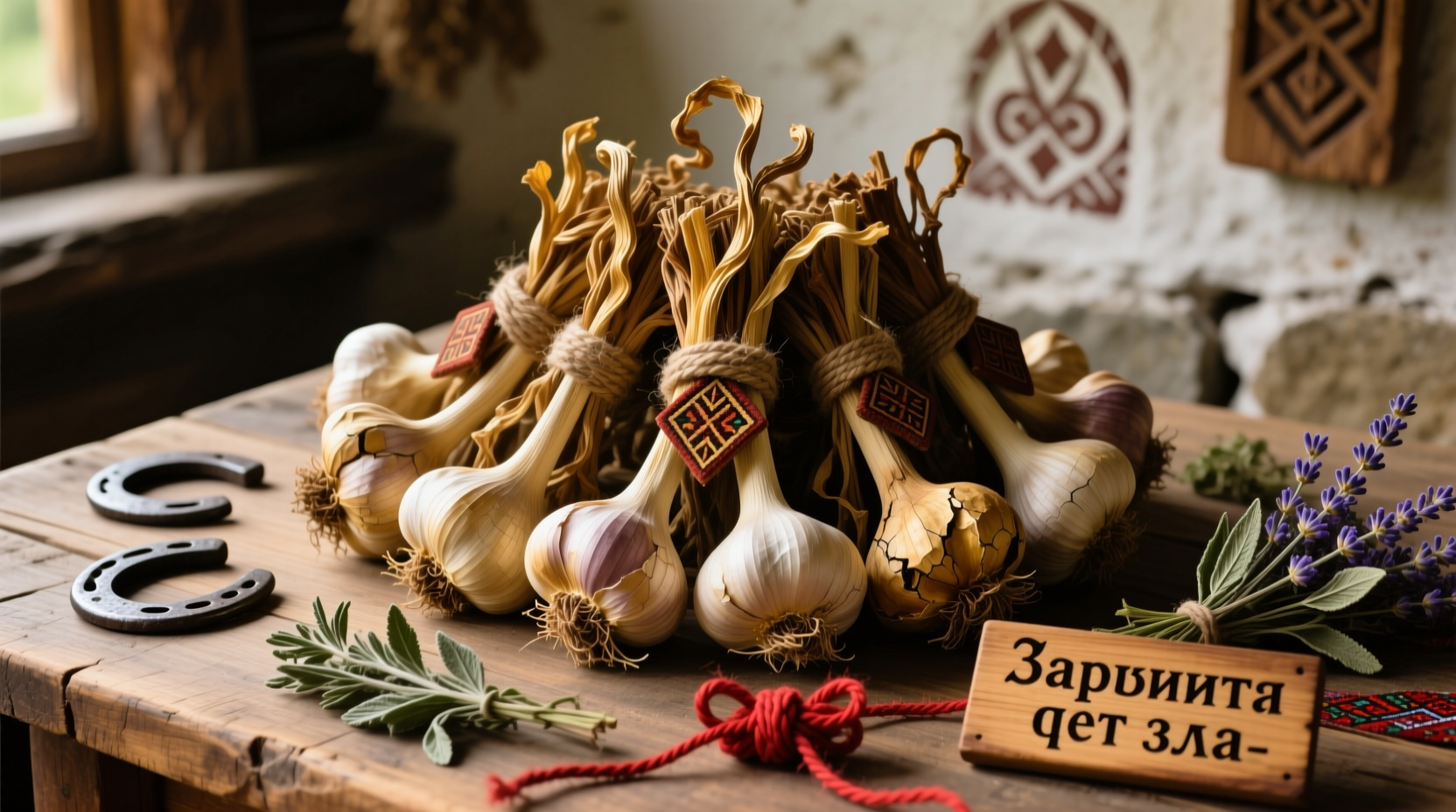 Historical garlic bundles used as protective amulets in Eastern Europe