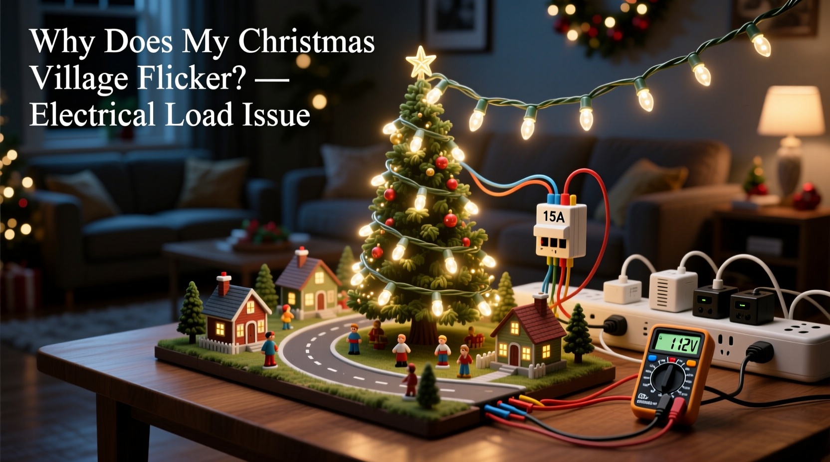 why does my christmas village flicker when the tree lights turn on electrical load concerns
