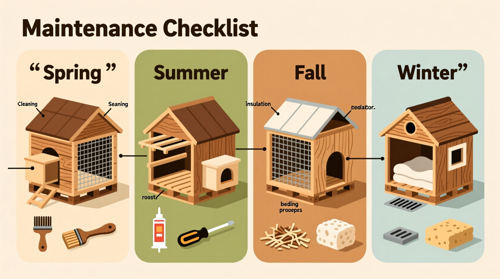 Seasonal maintenance checklist for pallet chicken coops