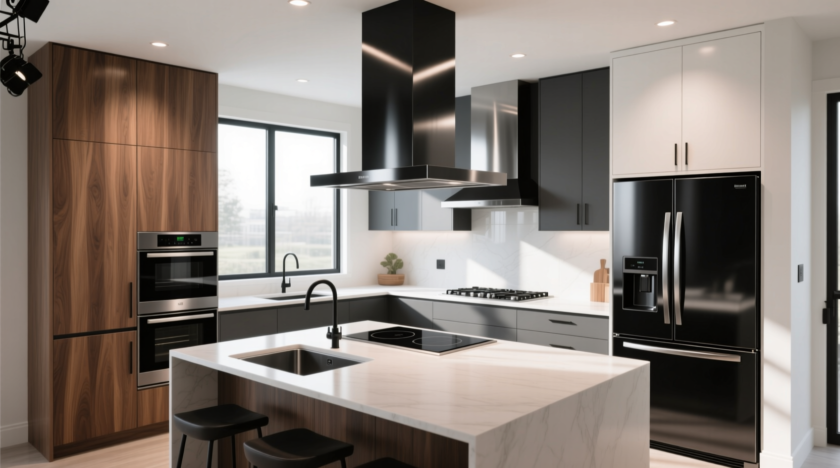 what color cabinets go with black stainless steel appliances