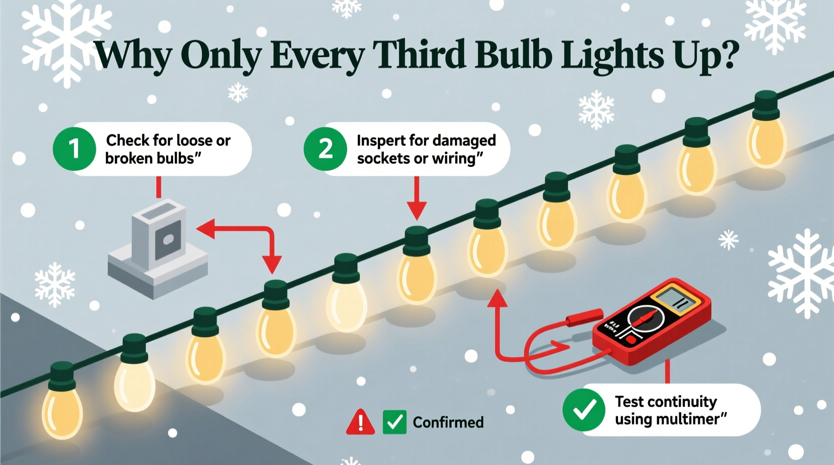 christmas light troubleshooting flowchart why only every third bulb lights up and how to diagnose