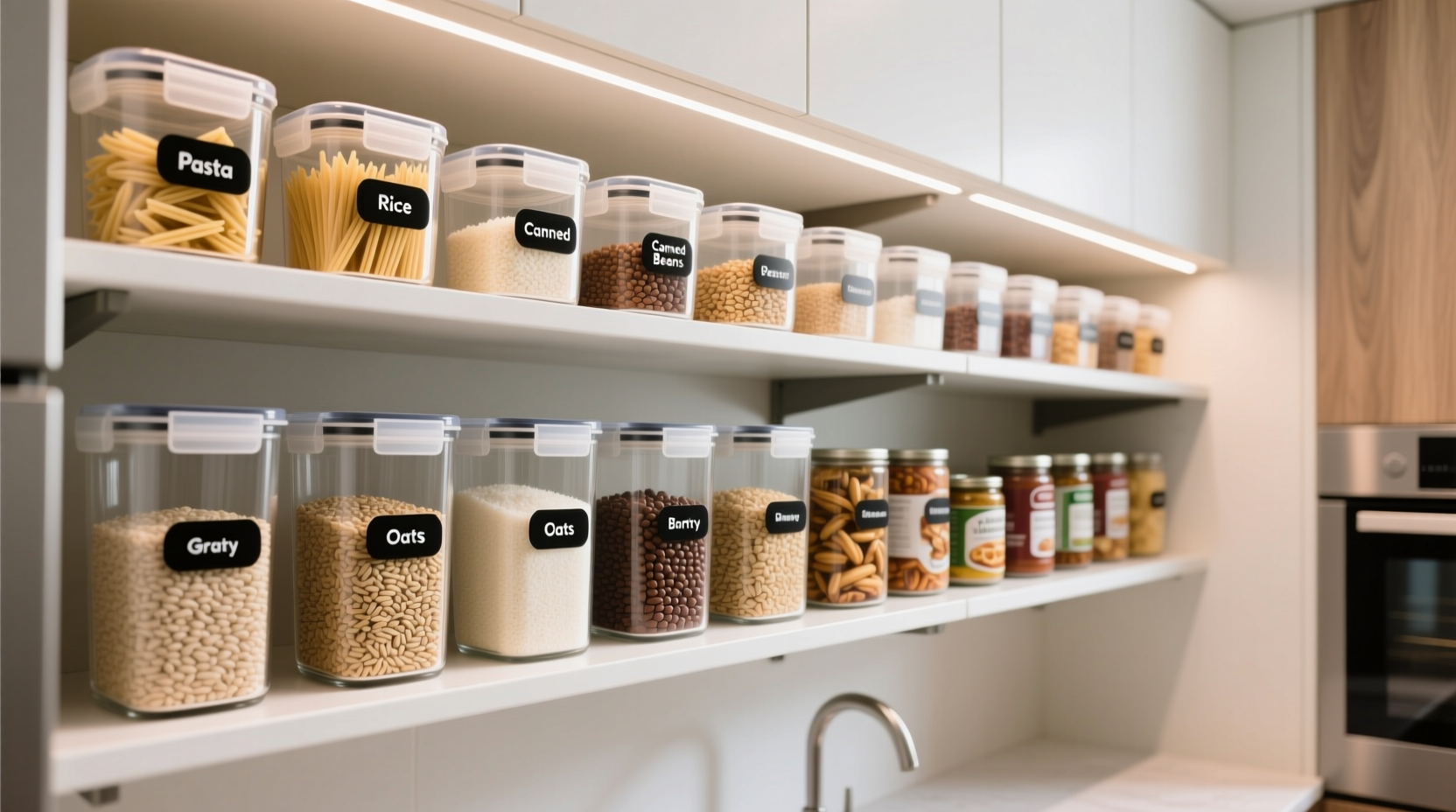how to organize pantry staples using clear containers and labels like a pro