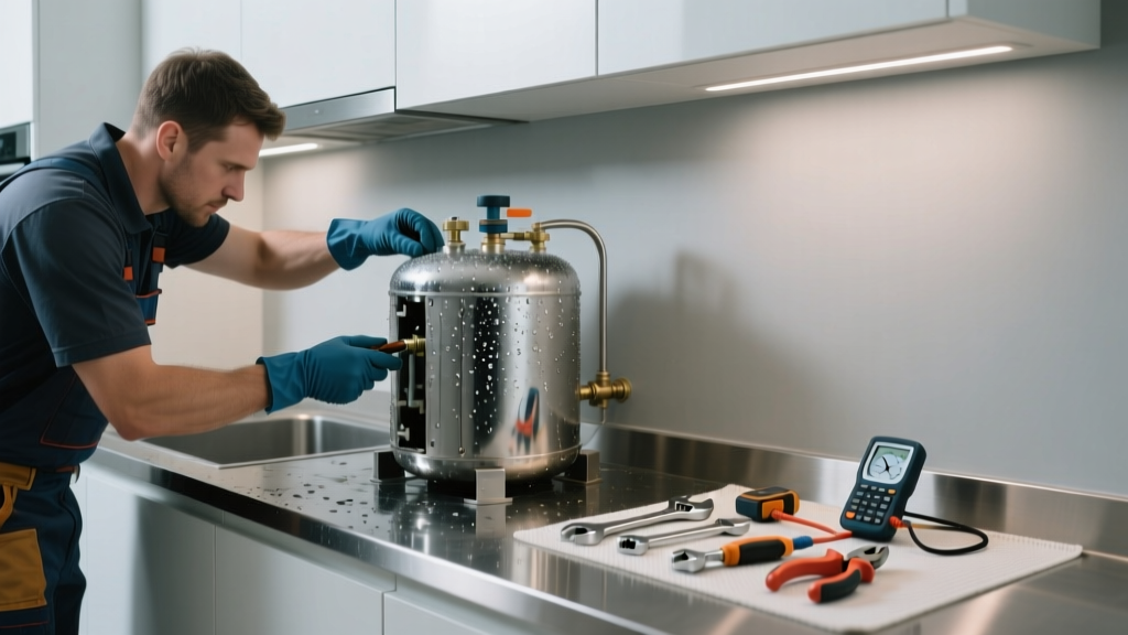 Fixing a Waterlogged Well Pressure Tank in the Kitchen
