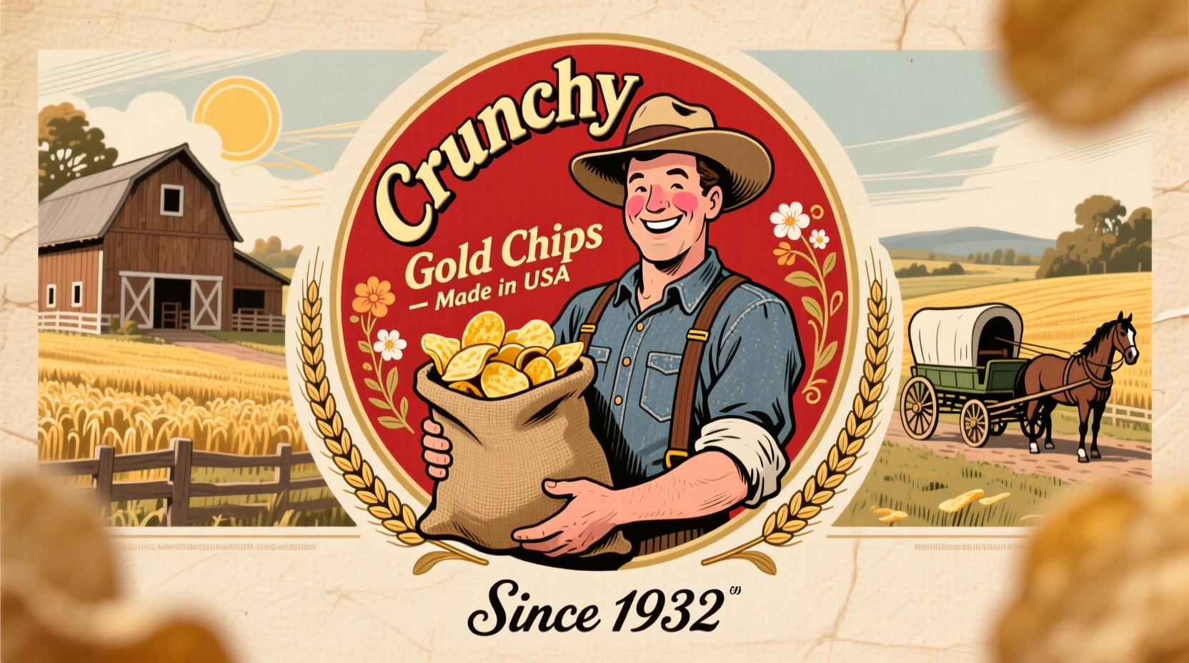 Vintage 1930s potato chip packaging display